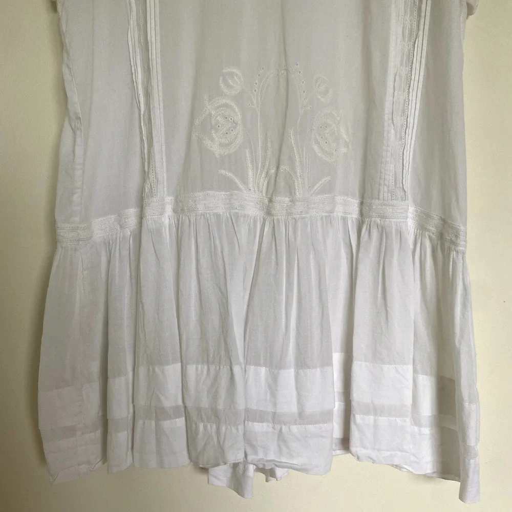 Anthropologie Floral Embroidered Peplum Tunic Top Size 14 - Picture 2 of 6